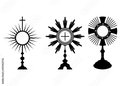 Monstrance Corpus Christi religious design elements illustration