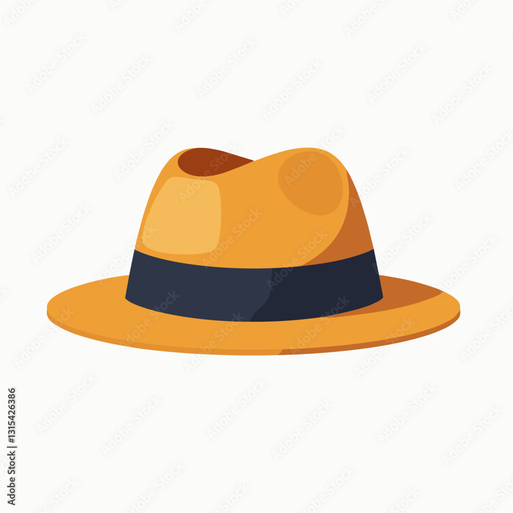 Yellow hat with black ribbon on a light background Yellow hat with black ribbon on a light background