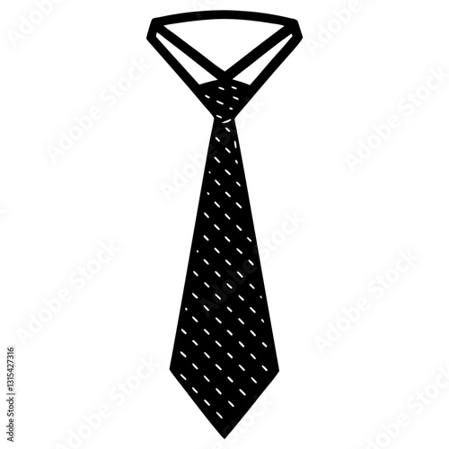 Tie black silhouette vector, Simple silhouette Design vector icon with white background. Dress vector 
