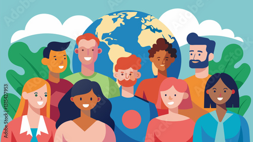 A united front of seasoned individuals joining forces to promote and support important causes and issues that affect communities near and far.. Vector illustration