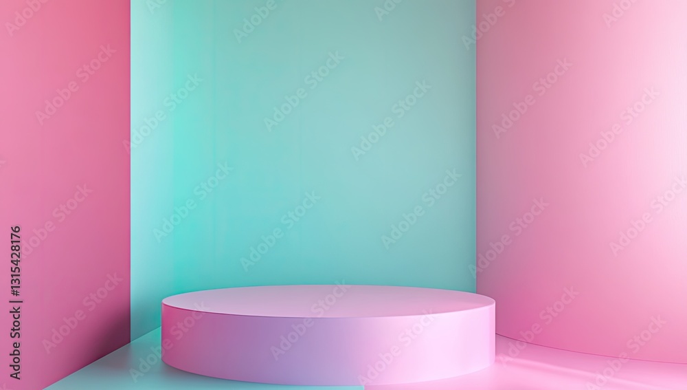 Pastel podium display in corner room Pastel podium display in corner room