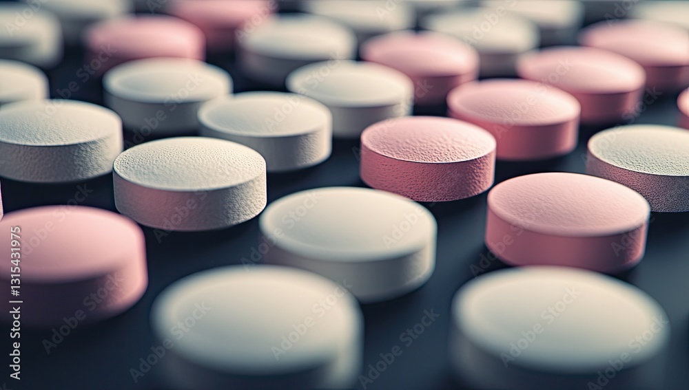 Pill array on dark surface Pill array on dark surface