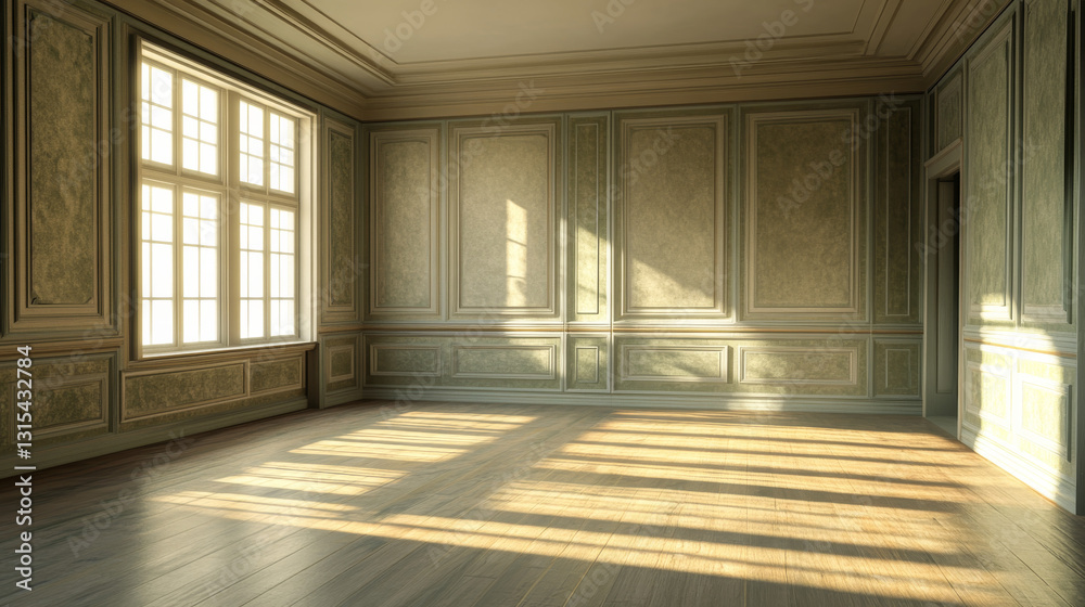 Obraz premium A 3D-rendered empty interior room, offering a blank canvas for design possibilities. 3D illustration