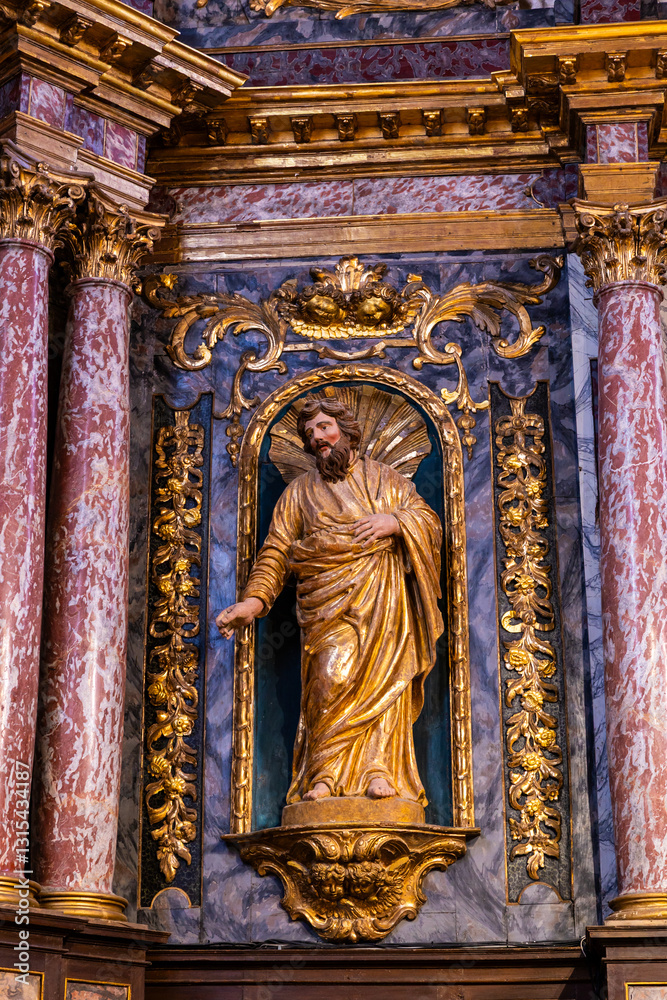 Fototapeta premium Religious sculpture of the choir of the Church of Saint-Pierre de Monestiés
