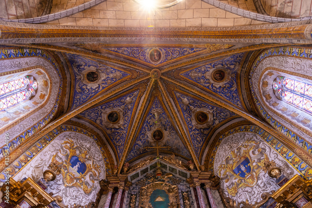 Richly decorated and polychrome choir, in the Southern Gothic style, of the Church of Saint-Pierre de Monestiés Richly decorated and polychrome choir, in the Southern Gothic style, of the Church of Saint-Pierre de Monestiés
