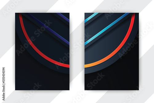 Dark abstract design, two vertical cards, white background, website template