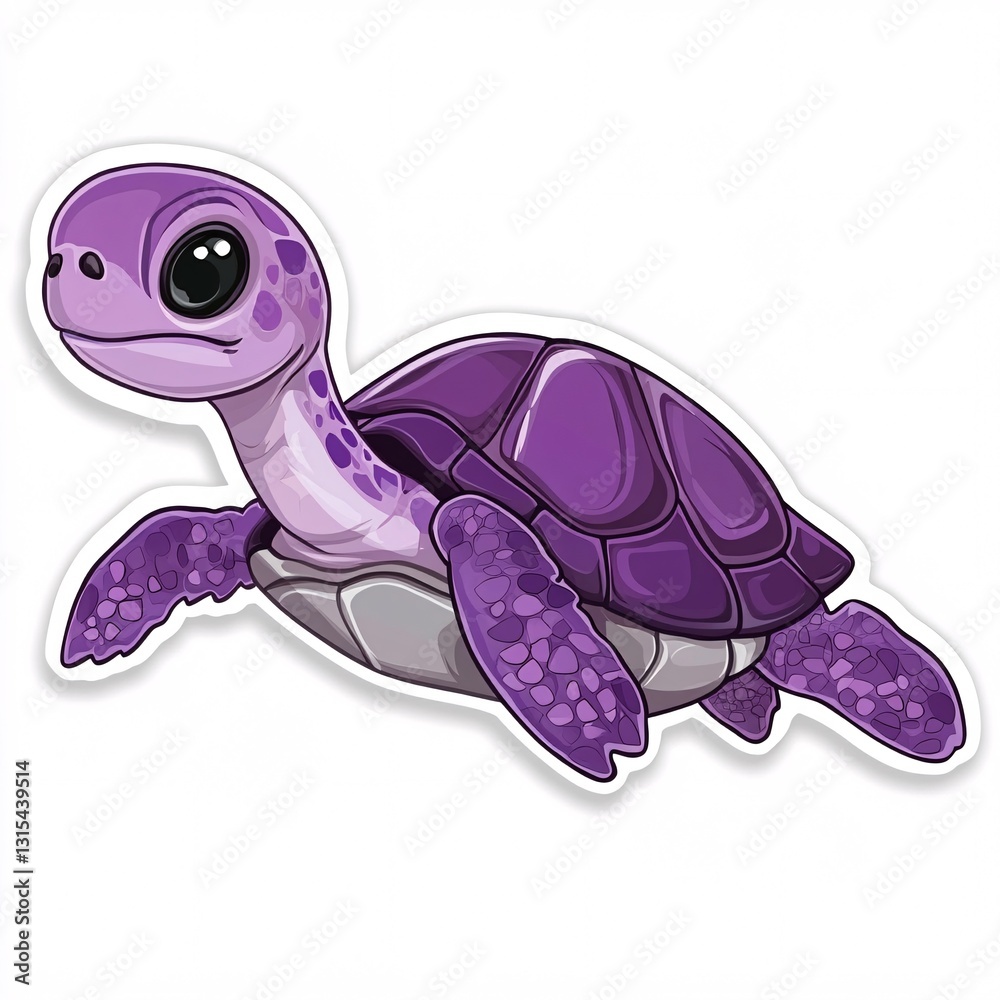 Fototapeta premium Cute and Colorful Turtle Vector Art in Purple against White Backdrop