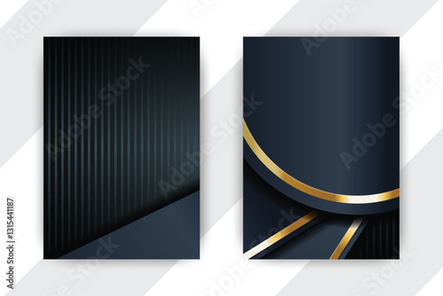 Dark blue gold template design, stripes background, website use