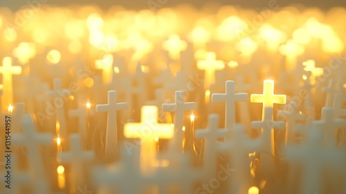 Golden Lit Crosses Field