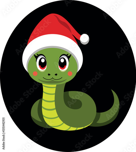 Snake in red Christmas hat