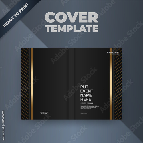 Elegant black gold event cover template, print-ready design