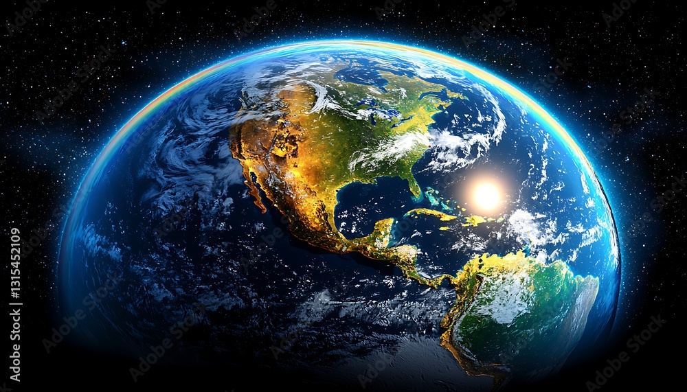 Obraz premium Earthrise: Sunrise over Americas.