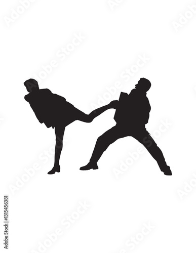 Obraz na płótnie Silhouette illustration depicts a dramatic scene of a woman violance a man. w salonie