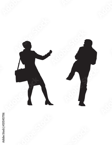 Obraz na płótnie Silhouette illustration depicts a dramatic scene of a woman violance a man. w salonie