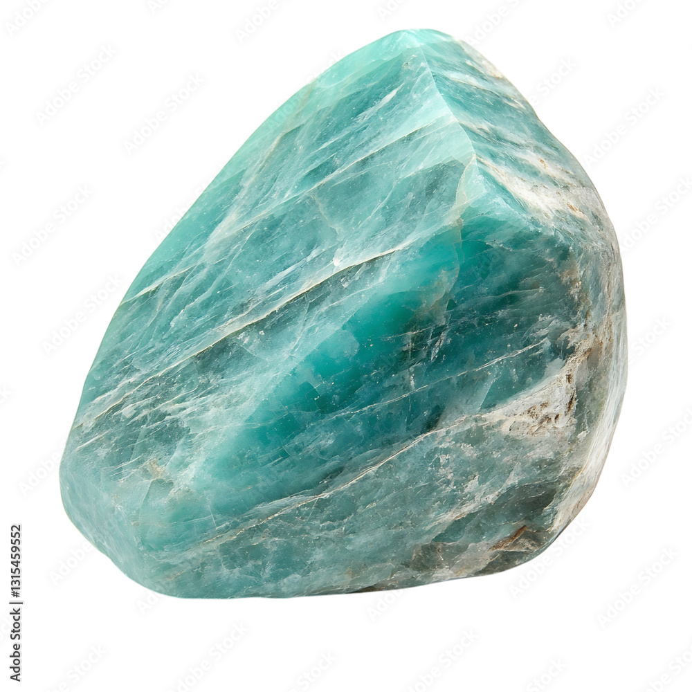 A Polished Chunk of Amazonite with Smooth Teal Blue Isolated on Transparent Background A Polished Chunk of Amazonite with Smooth Teal Blue Isolated on Transparent Background