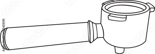 Portafilter Coffee outline vector illustration Black and white line art Minimalist hand drawn design
