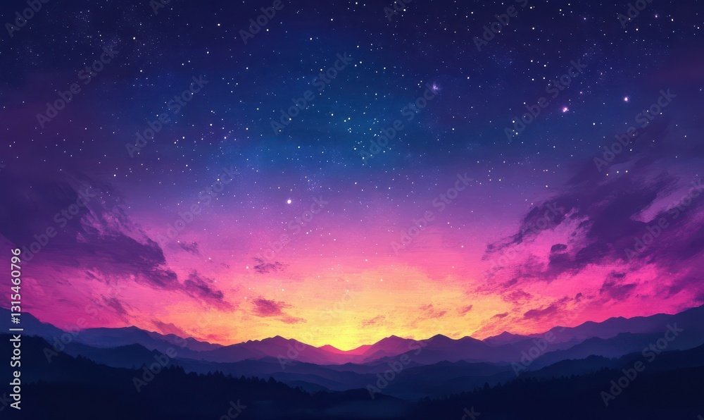 Fototapeta premium Vibrant gradient colors blend beautifully in a nighttime sky