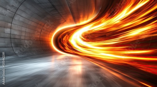 Fototapeta Naklejka Na Ścianę i Meble -  Abstract tunnel, fire vortex, modern interior