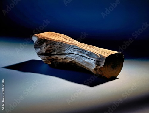 Mockup piece of wood against a shadow on a grey surface