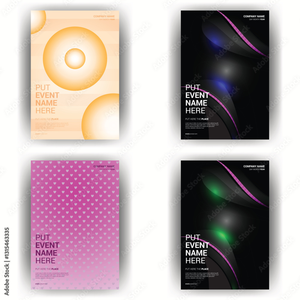 Fototapeta premium Four event poster designs; abstract background; template