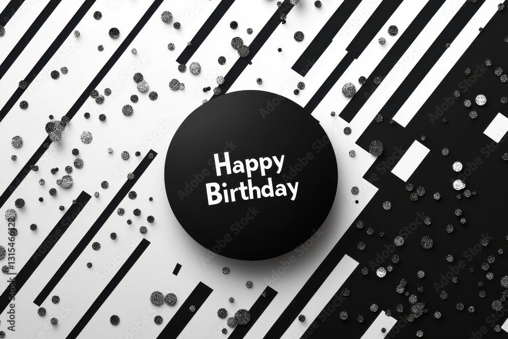 Obraz premium black and white stripes background with silver glitter, text