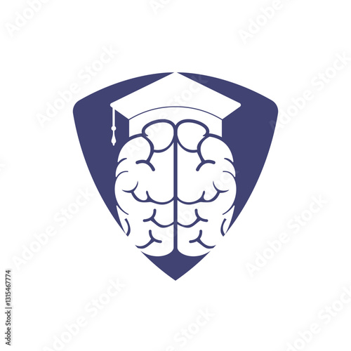 Brain and graduation cap with lightbulb icon design. Educational and institutional logo design.	