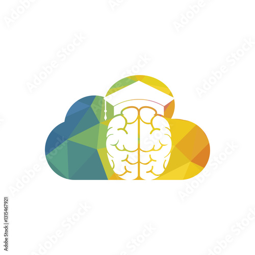 Brain and graduation cap with lightbulb icon design. Educational and institutional logo design.	