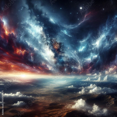 background Fantasy Galaxy Panorama and Black Hole ai generative