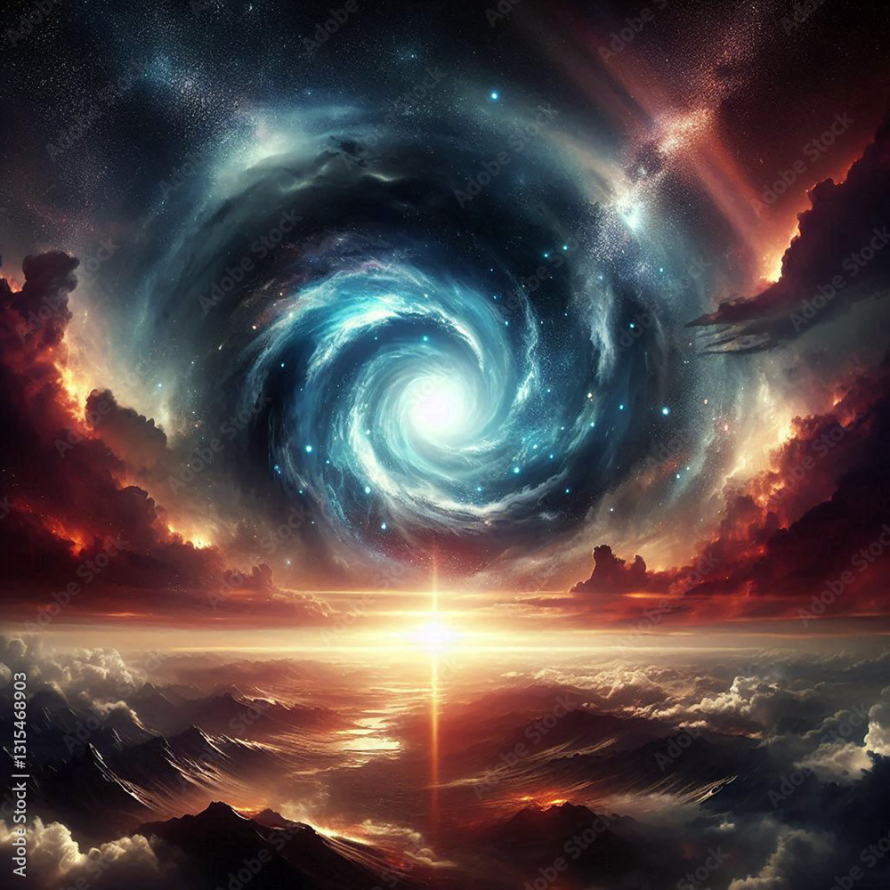 background Fantasy Galaxy Panorama and Black Hole ai generative