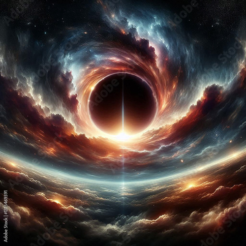 background Fantasy Galaxy Panorama and Black Hole ai generative