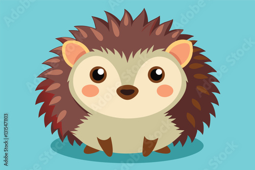 Cute cartoon hedgehog illustration sitting peacefully with a friendly expression against a simple background in bright colors