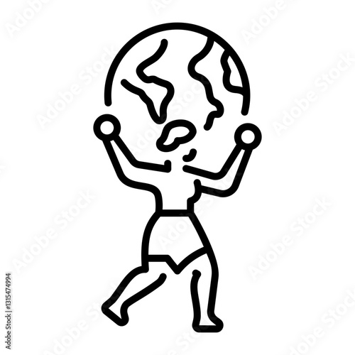 A line style icon of female character carrying heavy burden 