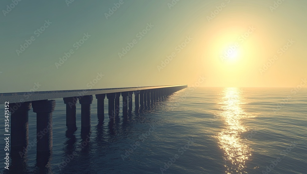 Fototapeta premium Sunrise Pier Over Calm Sea