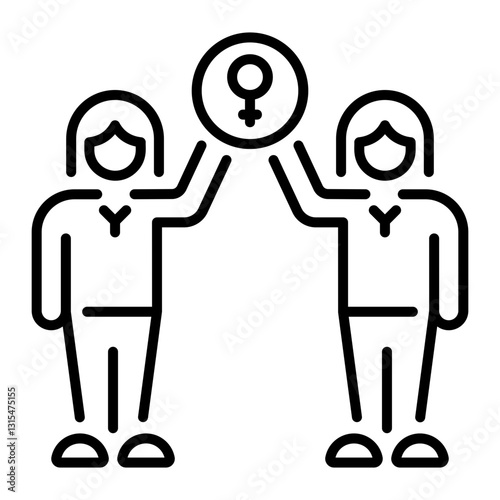 A line style icon depicting female support 