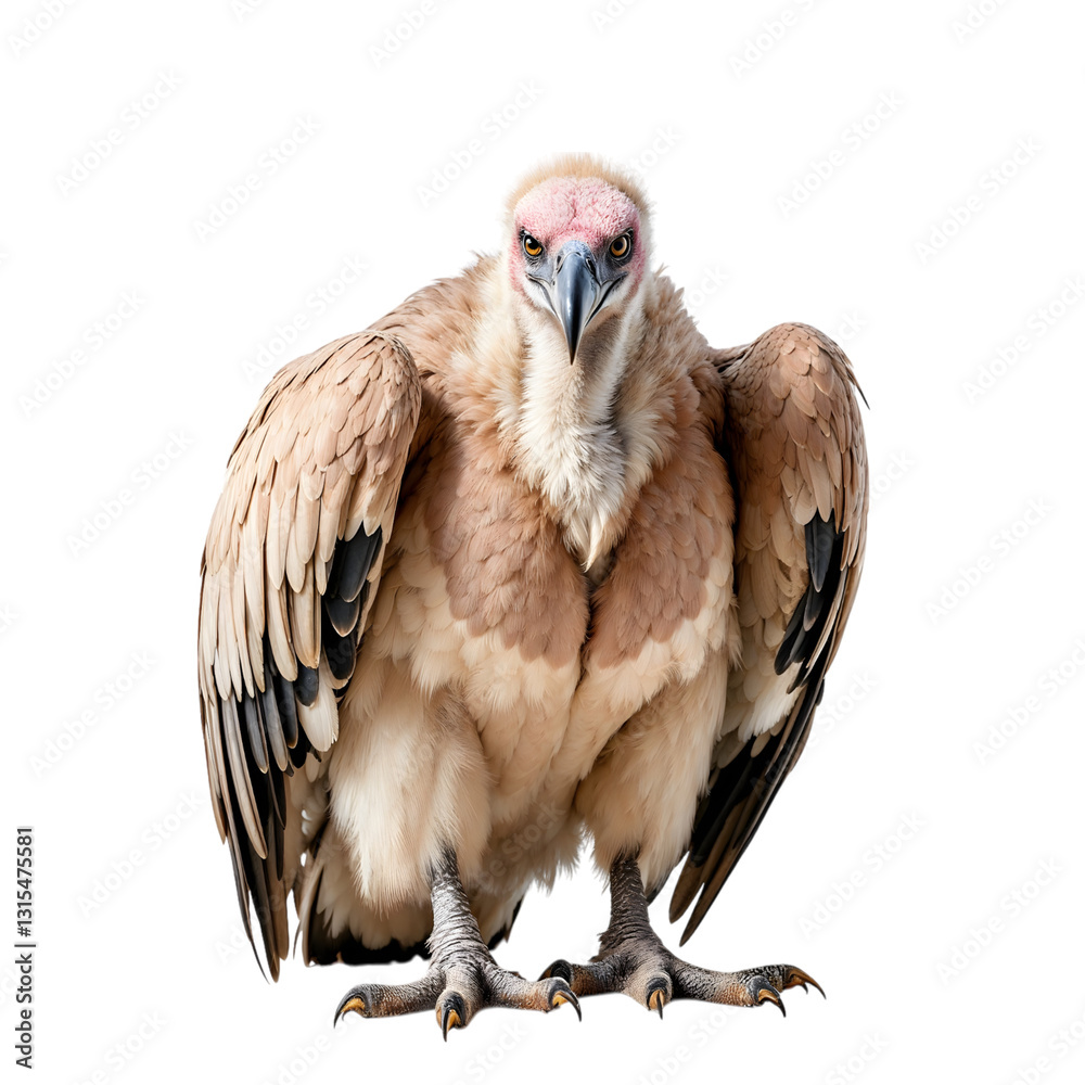 Fototapeta premium Close-up of a watchful Cinereous Vulture against white background