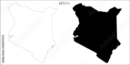Kenya Blank Map, Kenya Map Outline Vector Images
