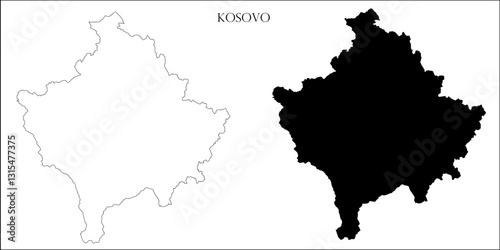 Kosovo Blank Map, Kosovo Map Outline Vector Images
