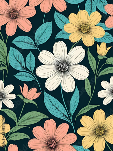Wallpaper Mural floral seamless pattern Torontodigital.ca