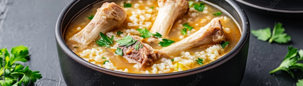 Dog-friendly soup made with bone marrow, parsley, and soft-cooked rice Dog-friendly soup made with bone marrow, parsley, and soft-cooked rice