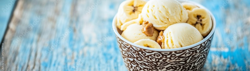 Dog-friendly ice cream with banana, yogurt, and peanut butter, in a stylish cup Dog-friendly ice cream with banana, yogurt, and peanut butter, in a stylish cup
