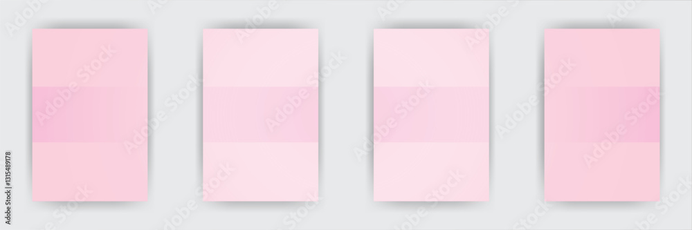 Fototapeta premium Pink notes arranged on gray background, simple design, website template