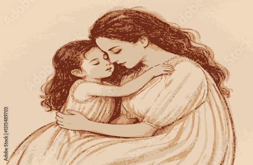 abstract illustration of mother and child affection