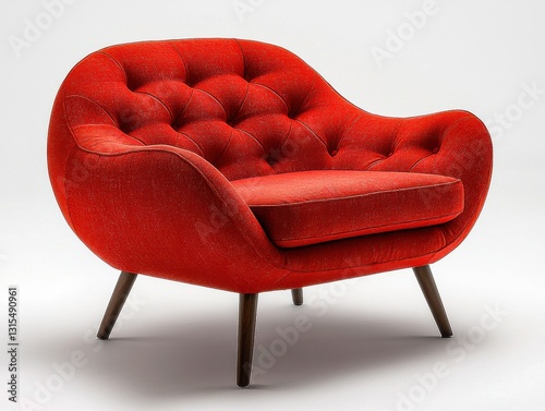 A luxurious vintage red leather armchair isolated on a white background ideal for enhancing any home interior with elegance and style