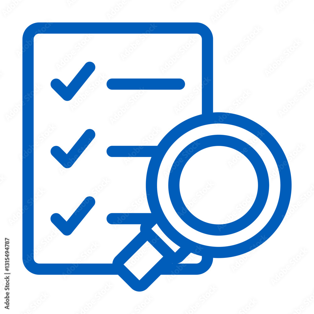 A Meticulous Checklist Being Reviewed Under A Magnifying Glass, Ensuring Accuracy And Attention To Detail With A Clean Blue Line Art Style A Meticulous Checklist Being Reviewed Under A Magnifying Glass, Ensuring Accuracy And Attention To Detail With A Clean Blue Line Art Style