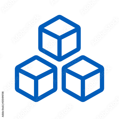 Three Vibrant Blue Cubes Symbolize Unity, Collaboration, And Strength, Forming A Powerful And Compact Logo Design With A Clean, Bold Outline