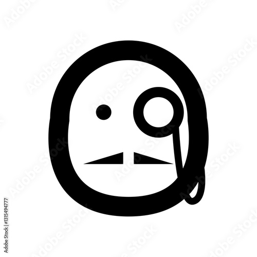 Monocle Face Icon: Vintage Gentleman, Noble Symbol with Mustache and Quirky Style