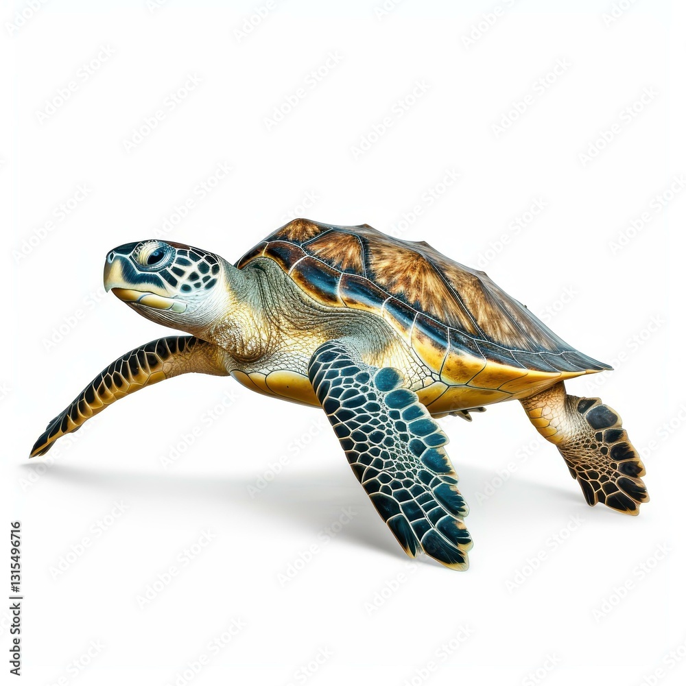 Fototapeta premium A vibrant di cut of a turtle, detailed and isolated on a clean white background, perfect for seathemed designs.