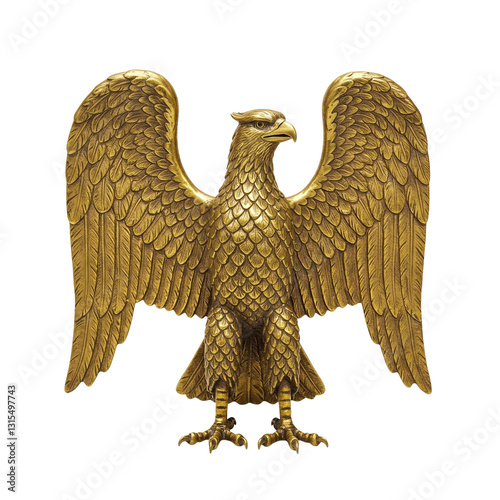 antique vintage gold eagle figurine on transparent background