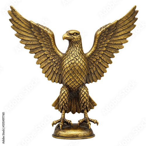 antique vintage gold eagle figurine on transparent background