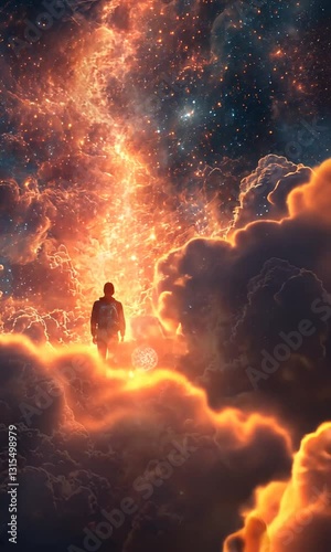 walking on clouds that ascend above to heaven
